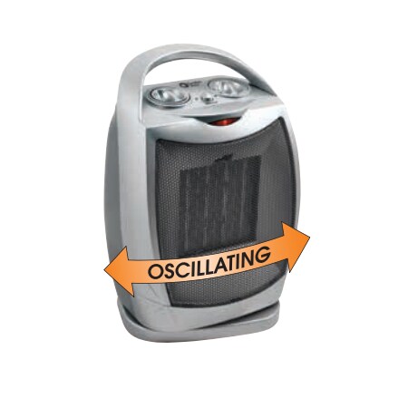 Comfort Zone Oscillating Ceramic Personal Heater with Handle, 3 Settings, Silver CZ449
